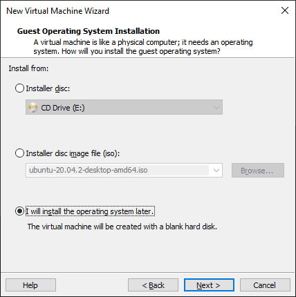 Select To Install Operating System Later Option