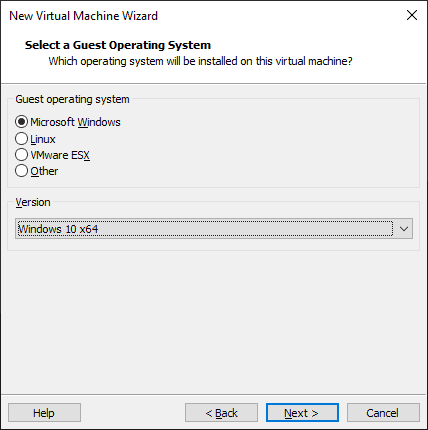 Select Microsoft Windows As Guiest Operating System