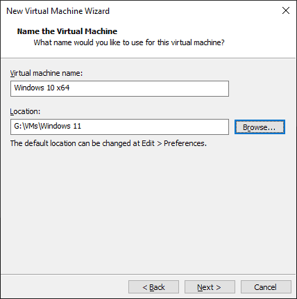 Virtual Machine Name Location