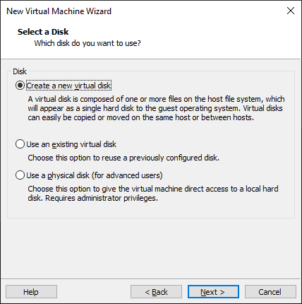Select The Virtual Disk For The Vm