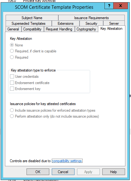 Key Attestation Settings On Scom Certificate Template