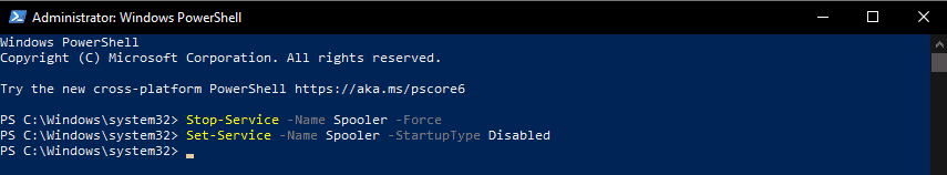 Disable The Print Spooler Service Using Powershell