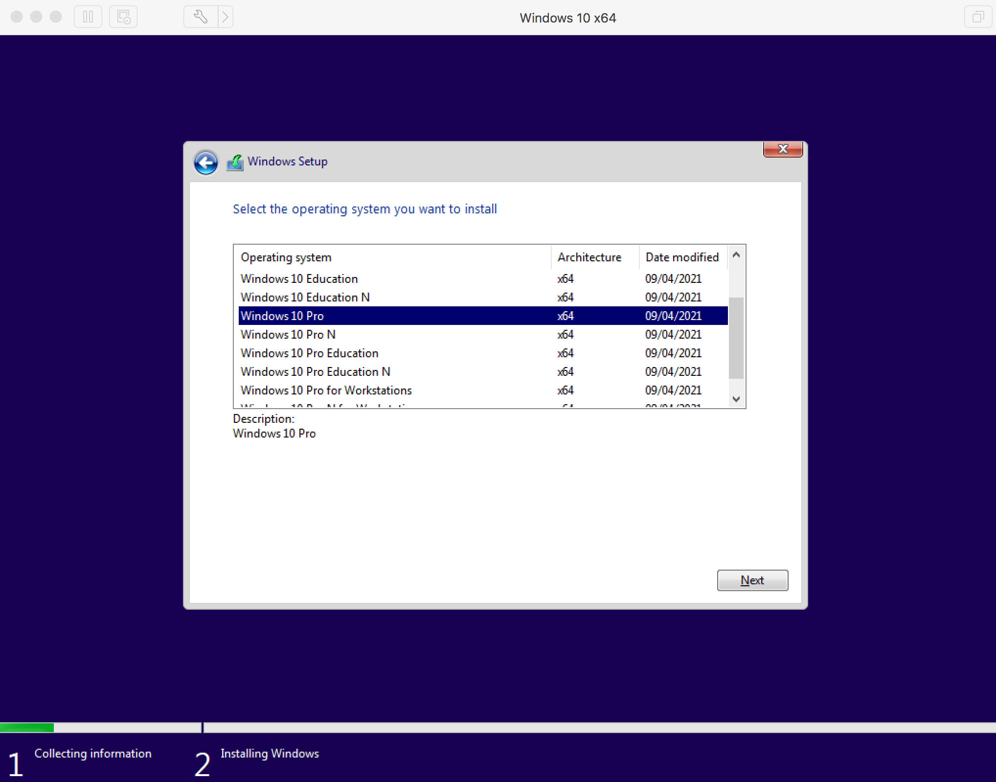 Windows 10 Installation On Vmware Fusion Select Windows Version