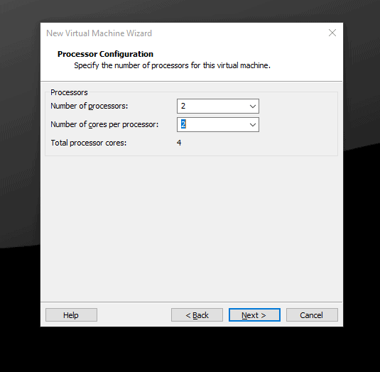 Assign The Processer For The Vm