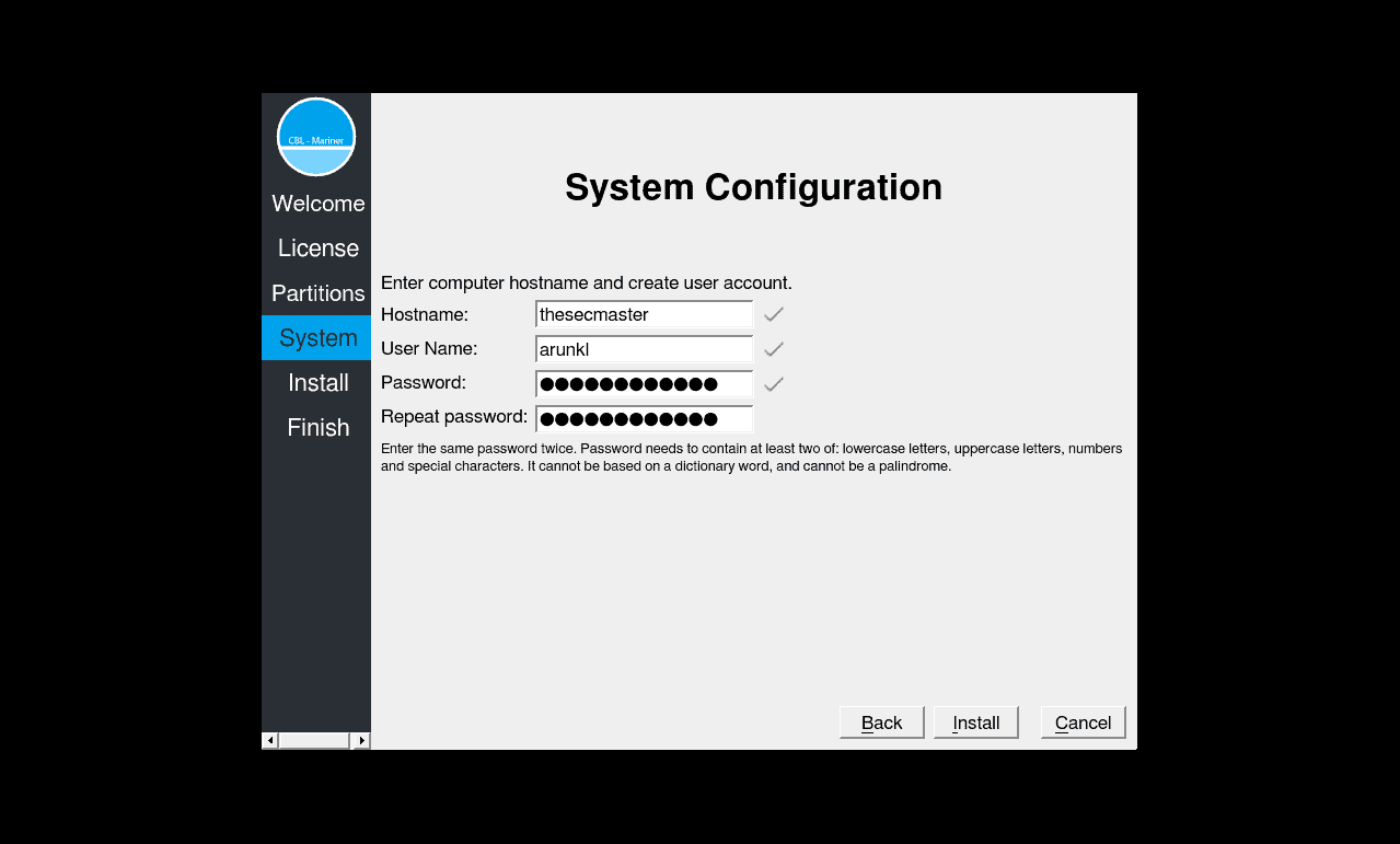 System Configuration Window