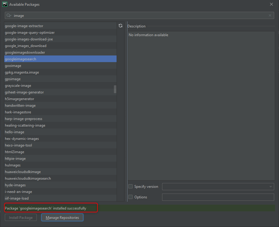 Successfully Installed The Package On Pycharm