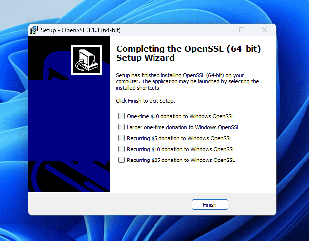 Finish Openssl Installation