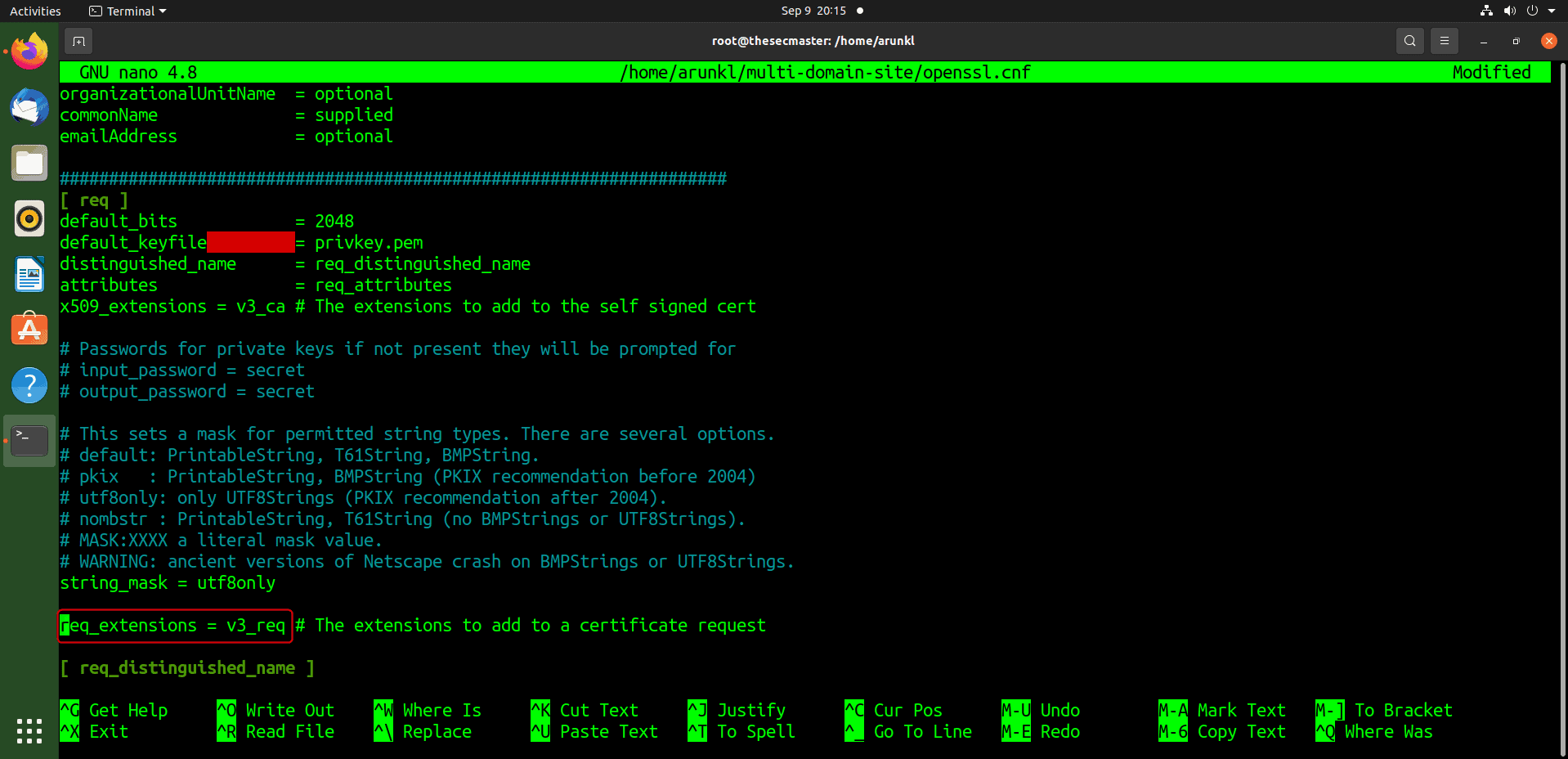 Edit The Openssl Config File