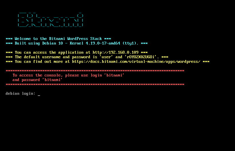 Login Bitnami Wordpress Virtual Machine
