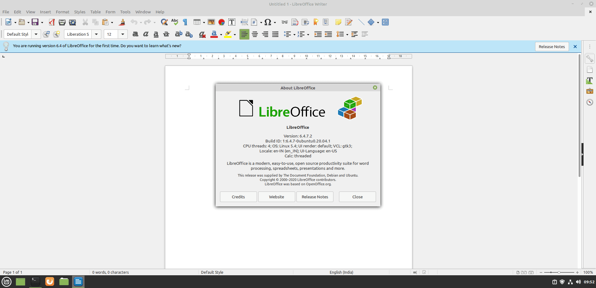 Libreoffice Version Info