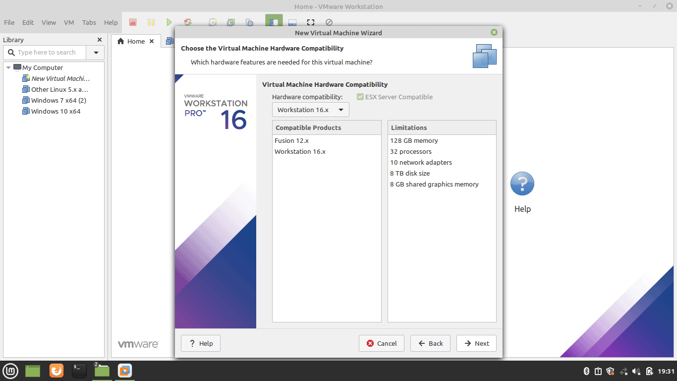 Virtual Mechine Hardware Compatibility