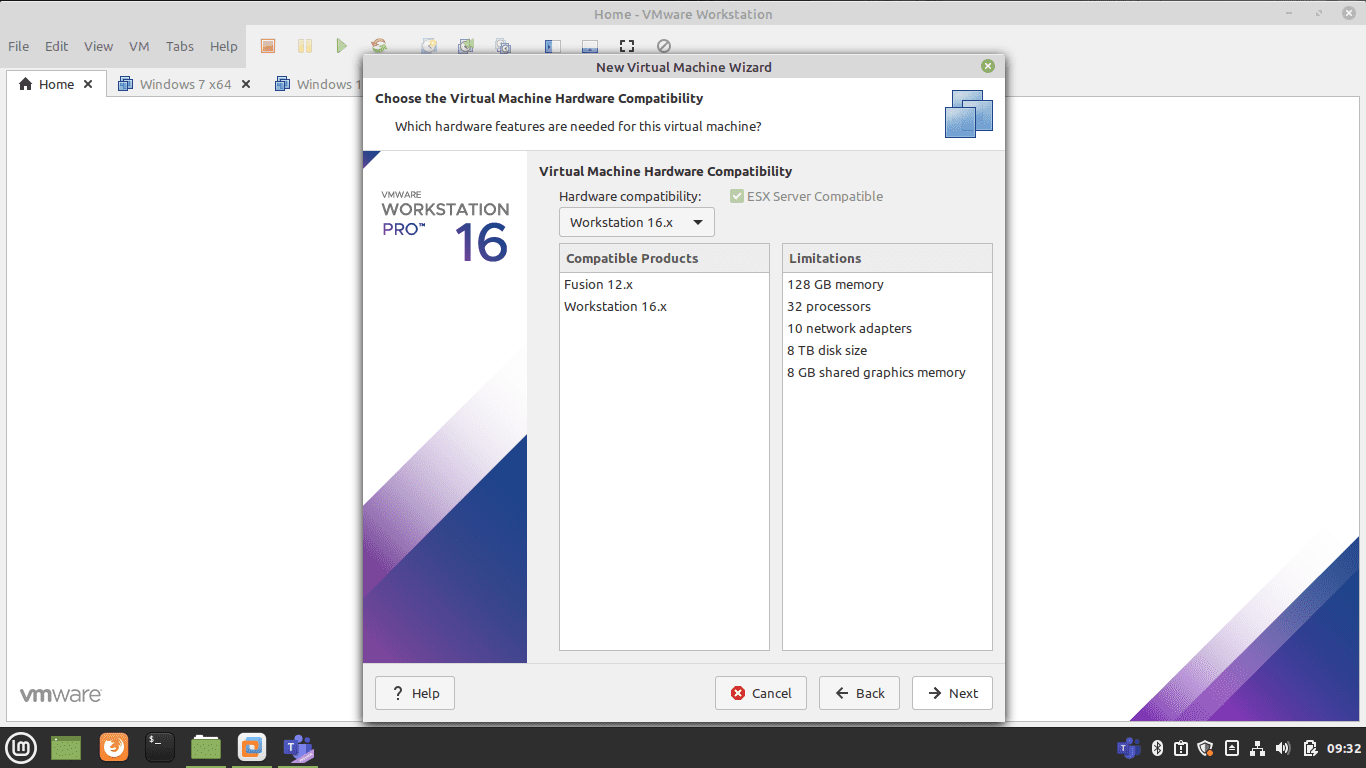 Virtual Mechine Hardware Compatibility 1