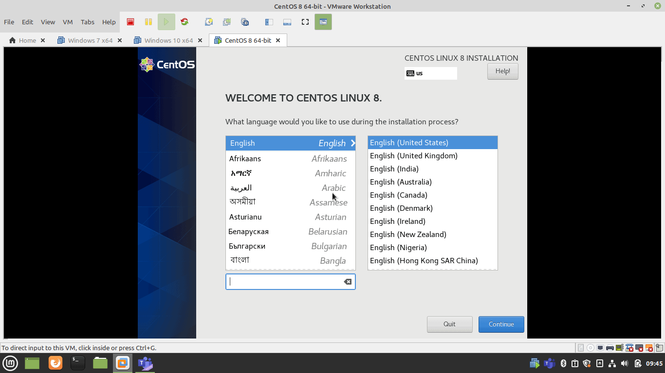 Welcom To Centos Linux 8