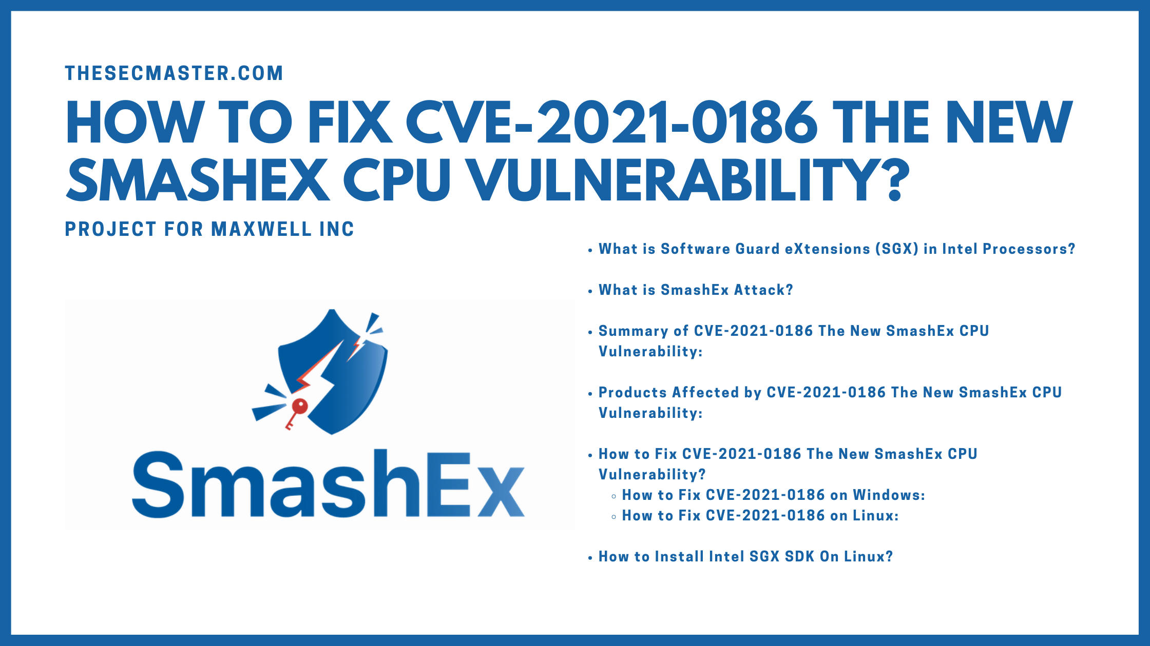 How To Fix Cve 2021 0186 The New Smashex Cpu Vulnerability