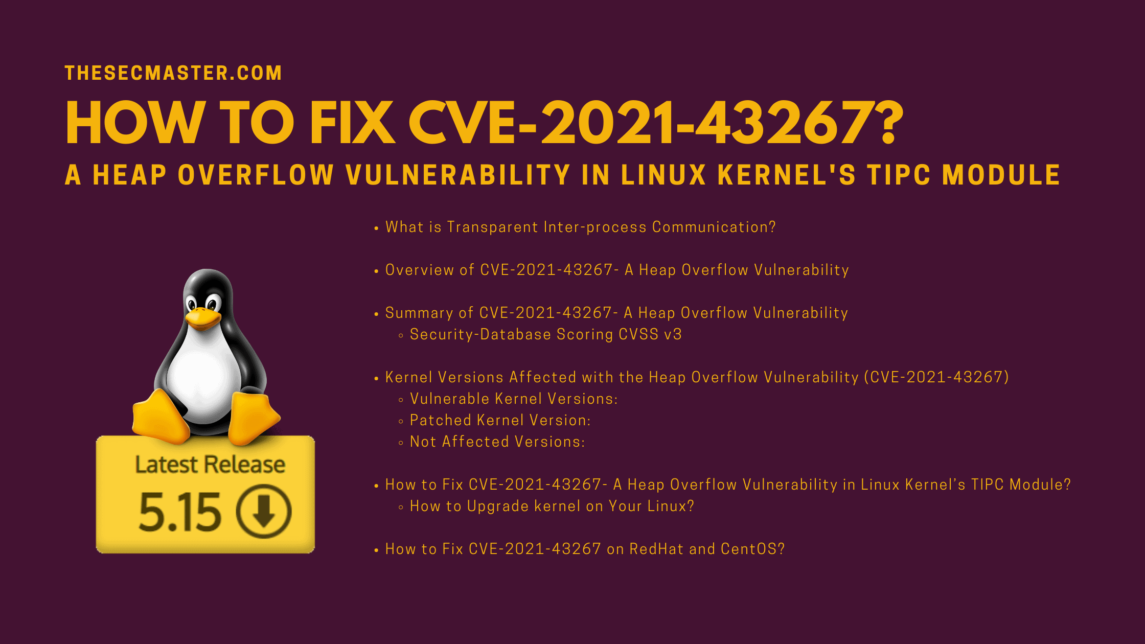 How To Fix Cve 2021 43267 A Heap Overflow Vulnerability In Linux Kernels Tipc Module