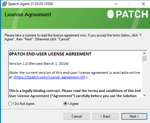 Opatch Agent Accept License Agreement