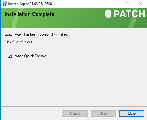 Finish Opatch Agent Installation
