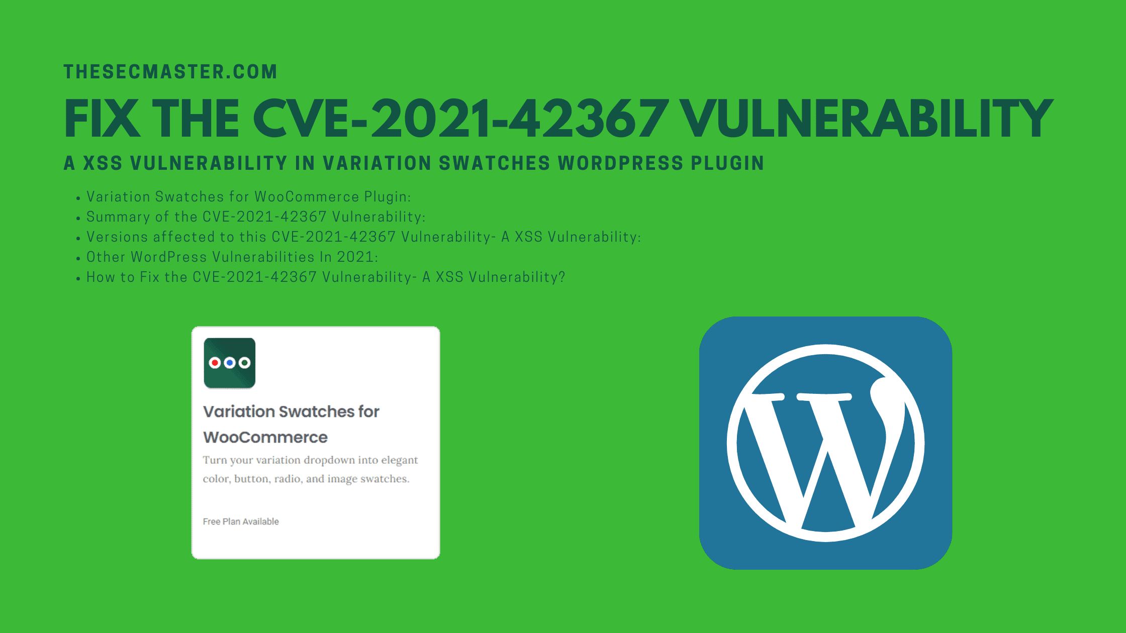 Fix The Cve 2021 42367 Vulnerability A Xss Vulnerability In Variation Swatches