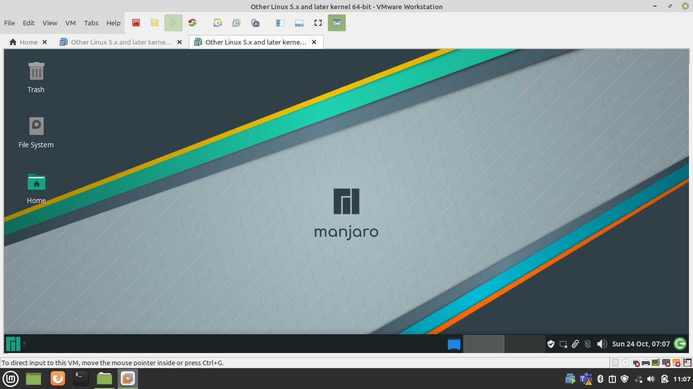 Manjaro Main Screen