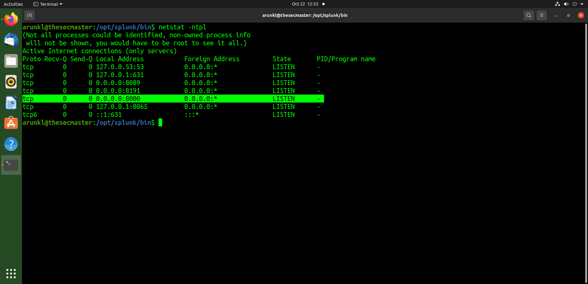 Check The Splunk Port Is Listening On Ubuntu