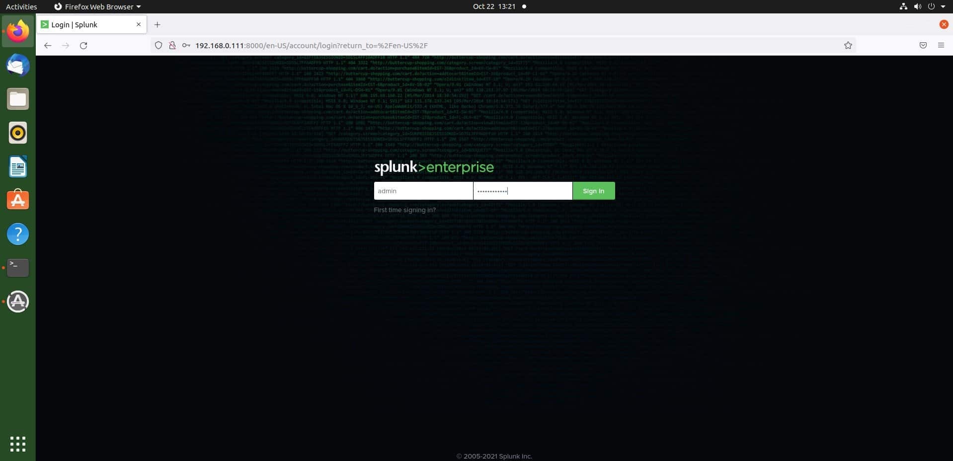 Splunk Login Page