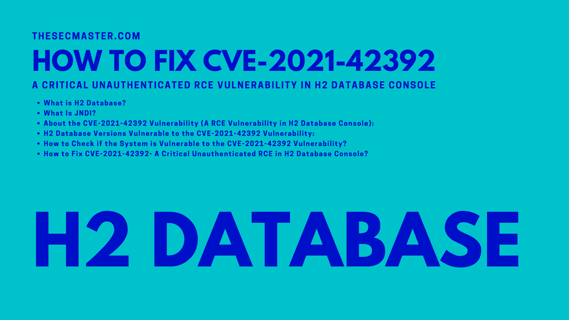 How To Fix Cve 2021 42392 A Critical Unauthenticated Rce In H2 Database Console