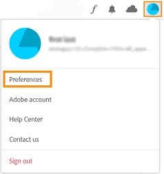 Select Preferences In Creative Cloud Desktop App