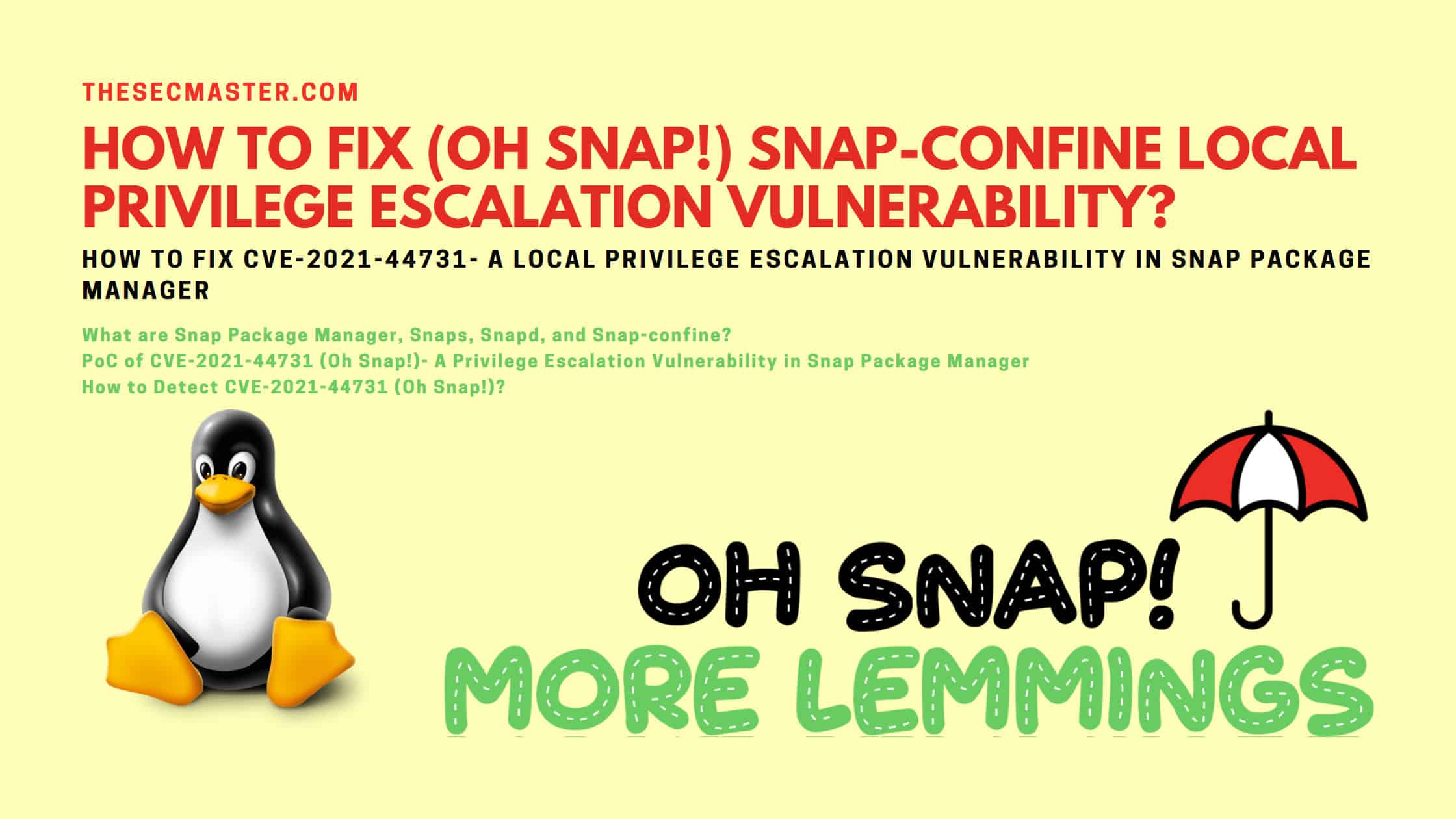 How To Fix Cve 2021 44731 Oh Snap A Privilege Escalation Vulnerability In Snap Package Manager