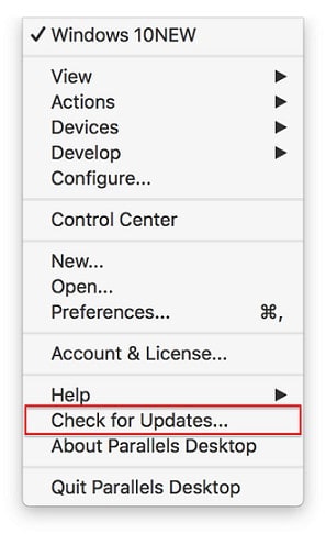 Check For The Auto Updates In Parallel Desktops In Mac