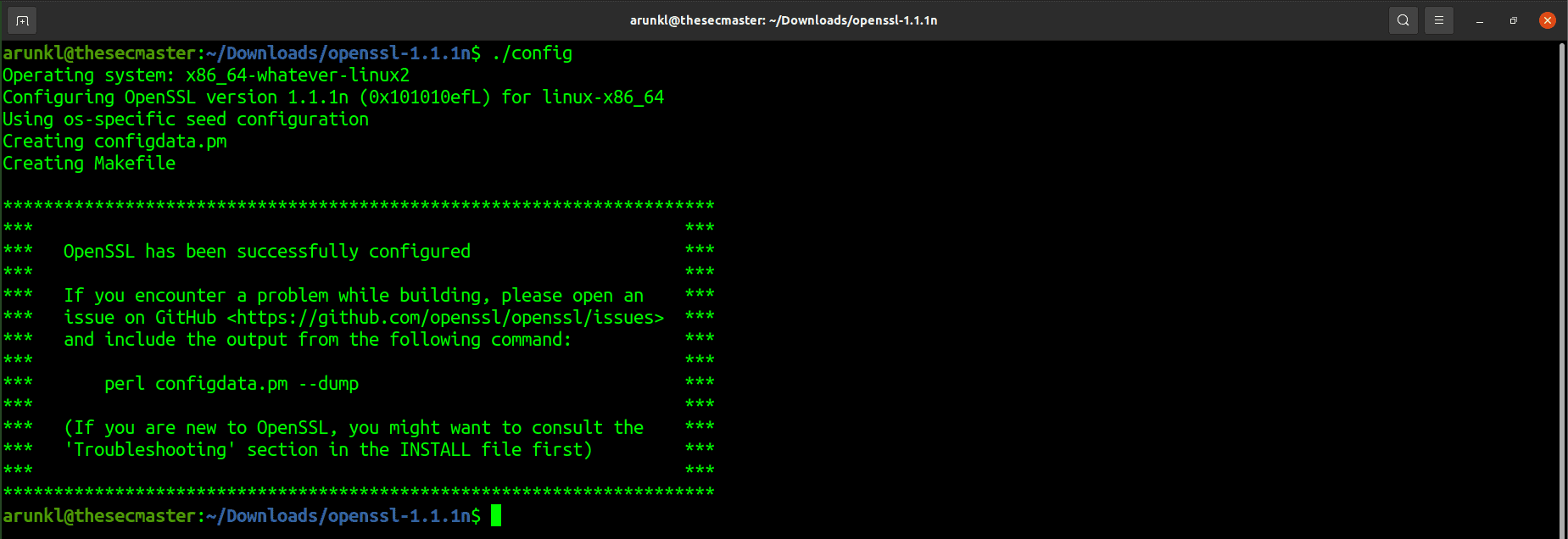 Manually Compile Openssl