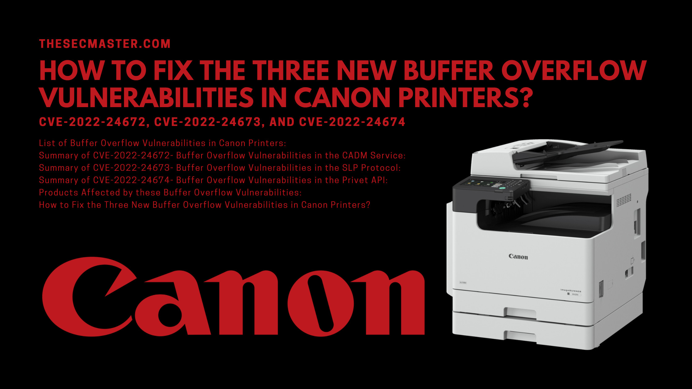 How To Fix The Three New Buffer Overflow Vulnerabilities In Canon Printers