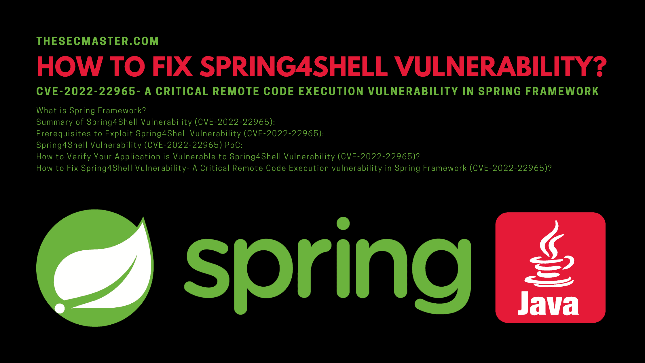 How To Fix Spring4shell Vulnerability A Critical Remote Code Execution Vulnerability In Spring Framework Cve 2022 229654