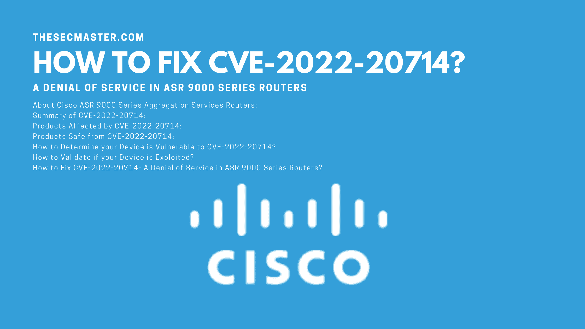 How To Fix Cve 2022 20714 A Denial Of Service In Asr 9000 Series Routers