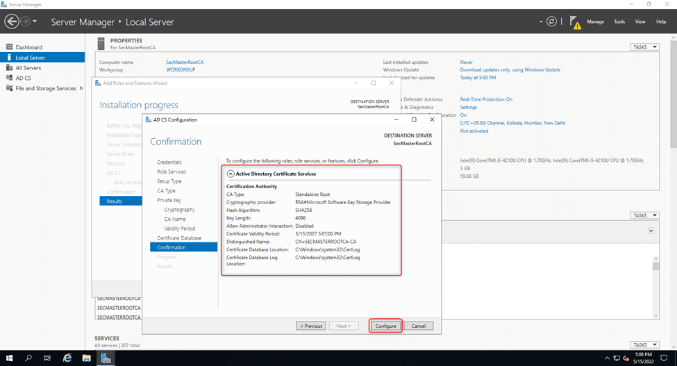 Verify The Summary Of The Configuration