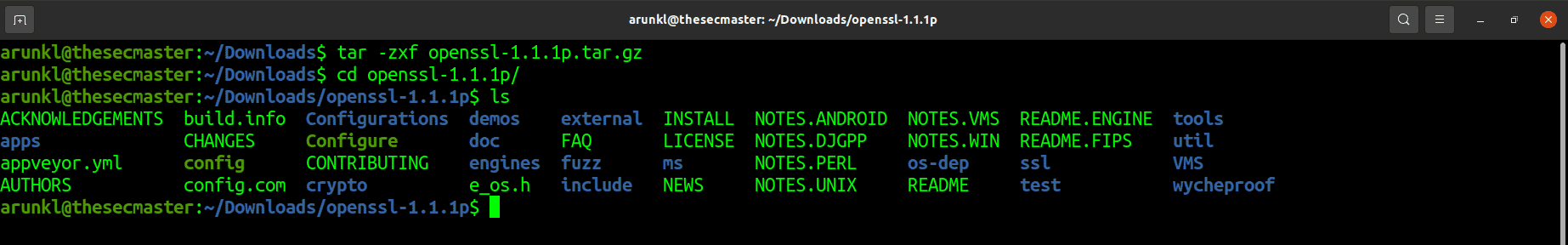 Command To Extract The Openssl Package