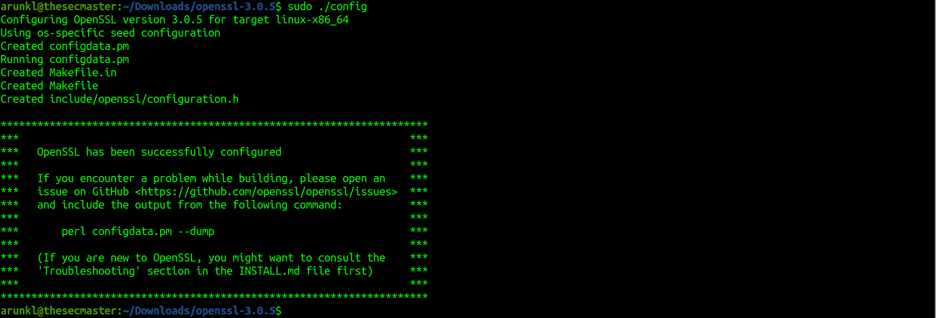 Manually Compile Openssl 3 0 5