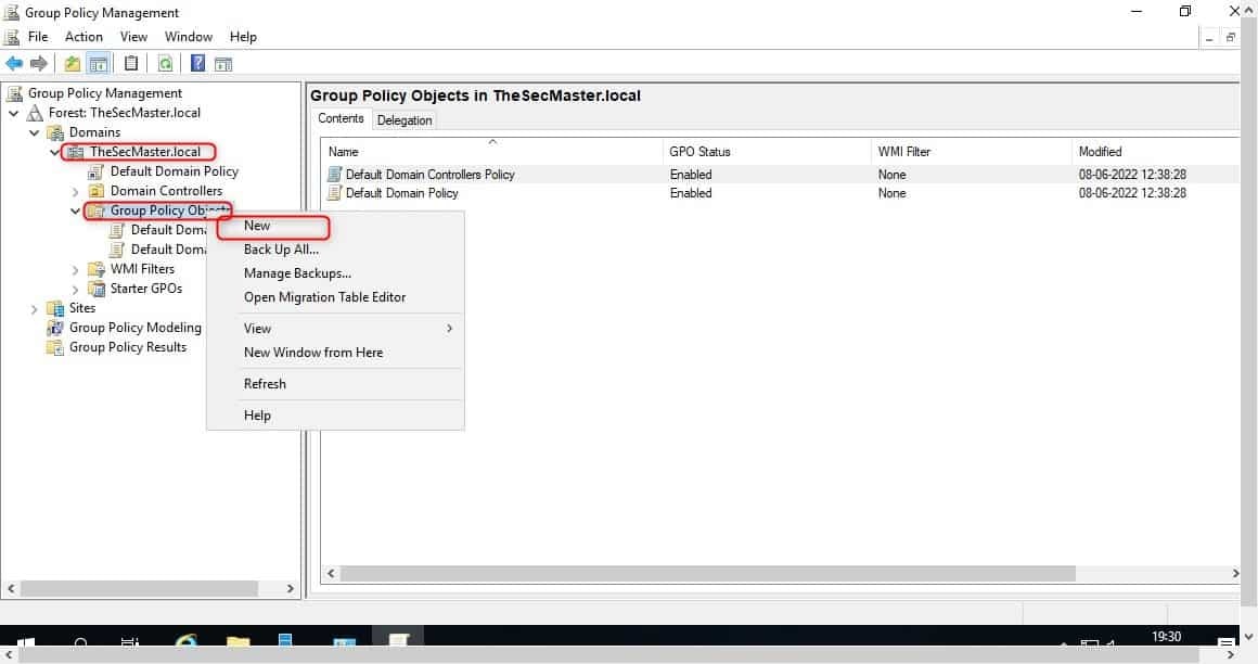 Create A Domain Group Policy Object
