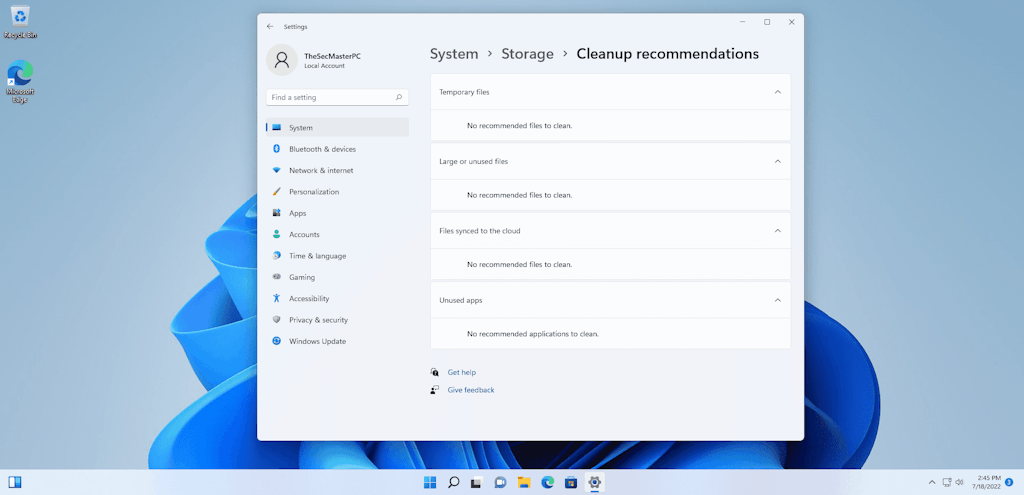 Clean Up The Storage In Windows 11