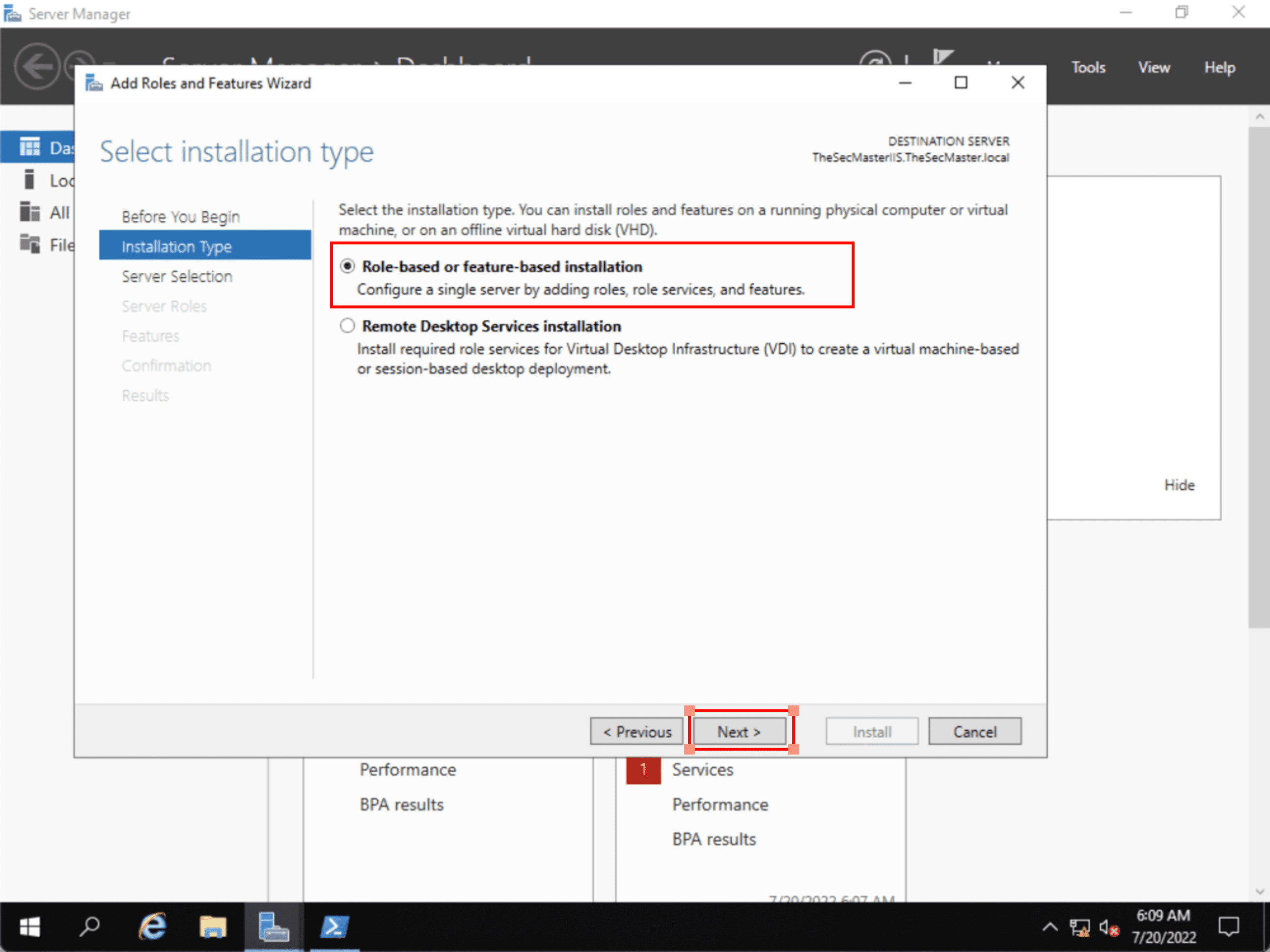 Select Installation Type In Configuring Iis On The Windows Server