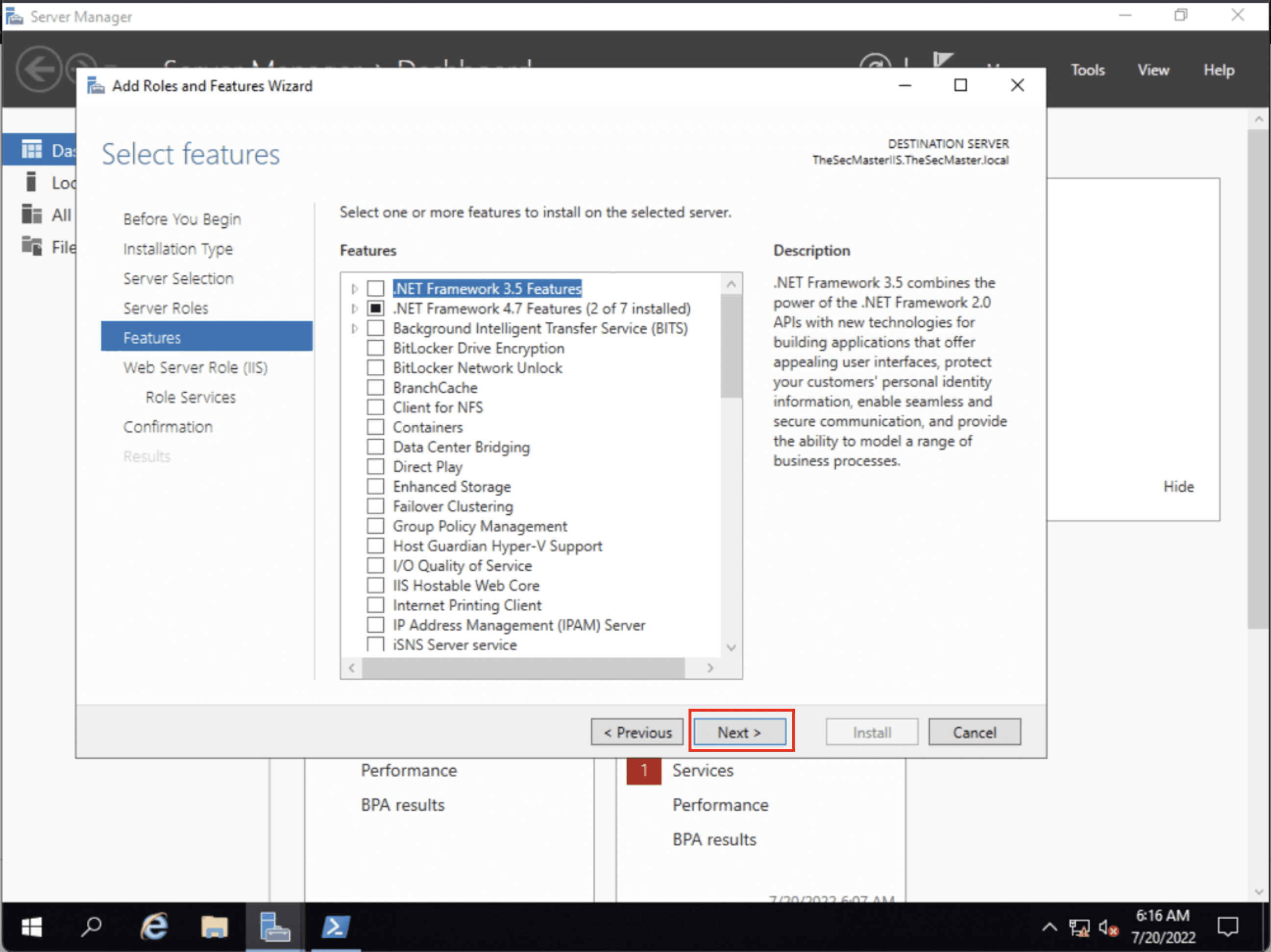 Select Features To Install Iis On The Selected Server