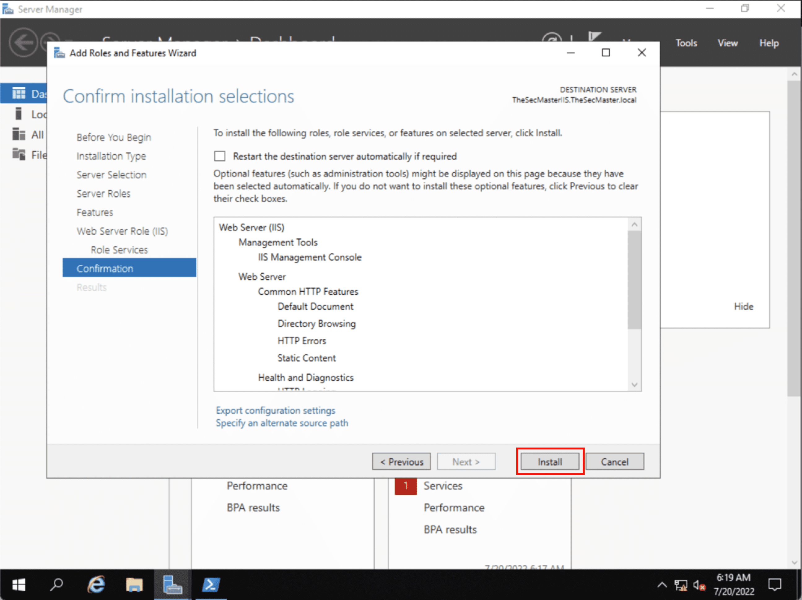 Confirm The Installation Configuration Of E2 80 98web Server Iis Role