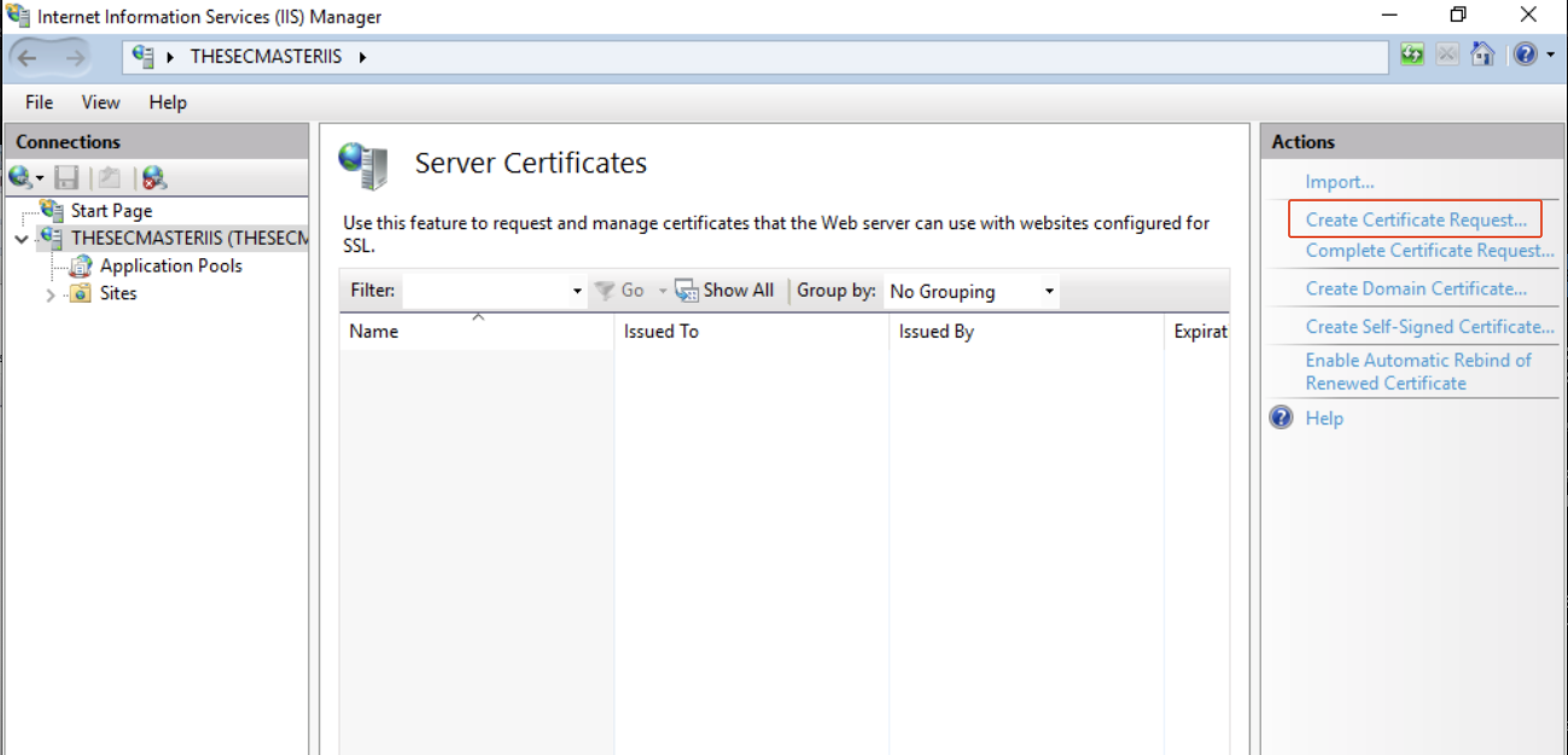 Create A Certificate Request In Iis Server