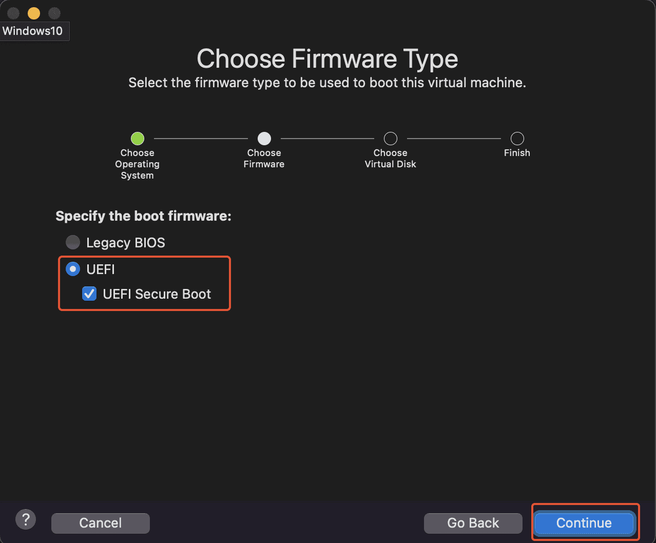 Choose Firmware Type To Boot The Virtual Machine