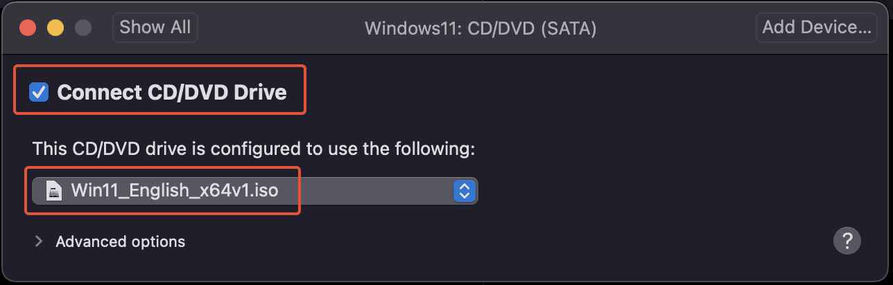 Import Windows 11 Iso Image To Cd_dvdsata On Vmware Fusion