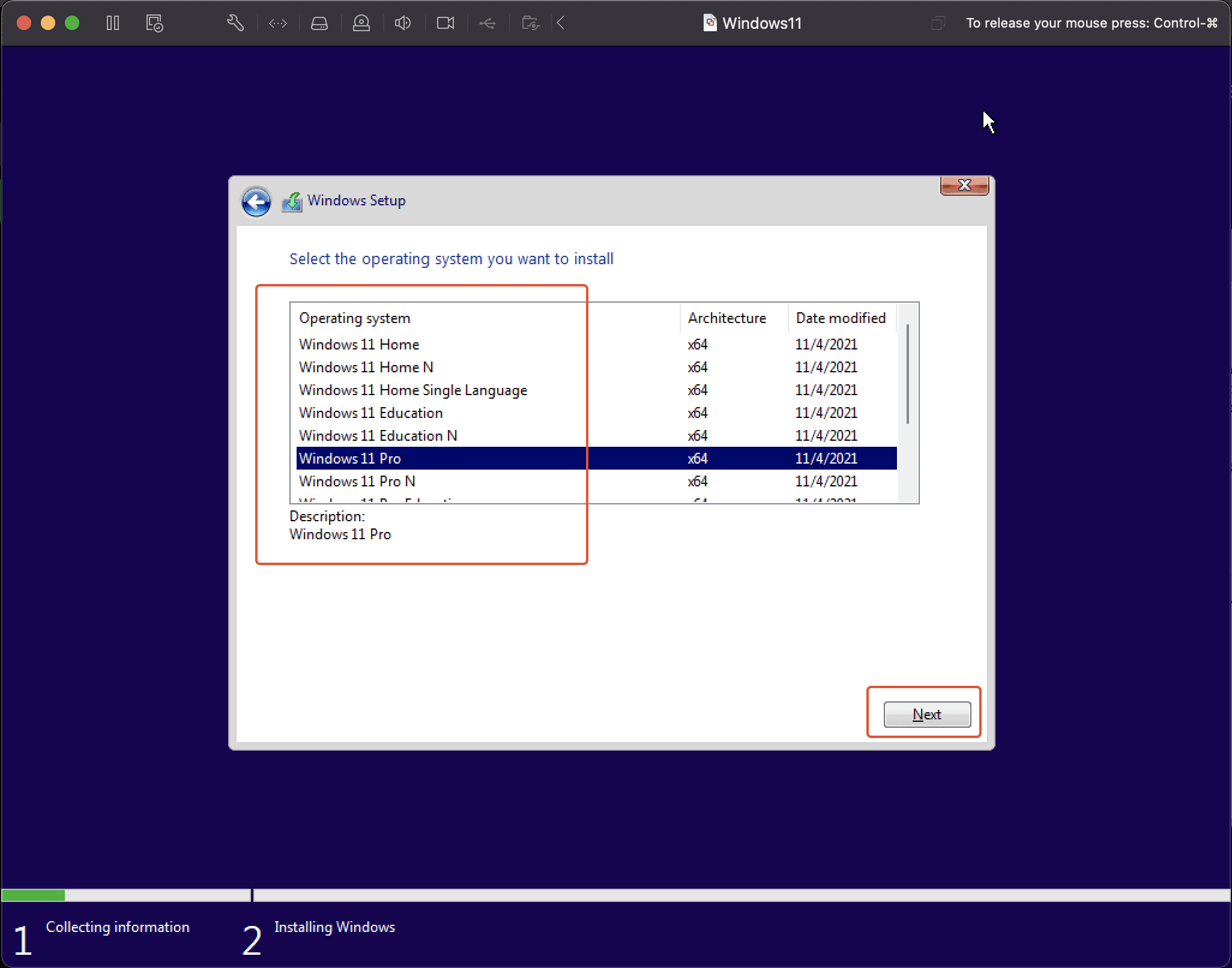 Select The Versions Of Windows 11 To Install