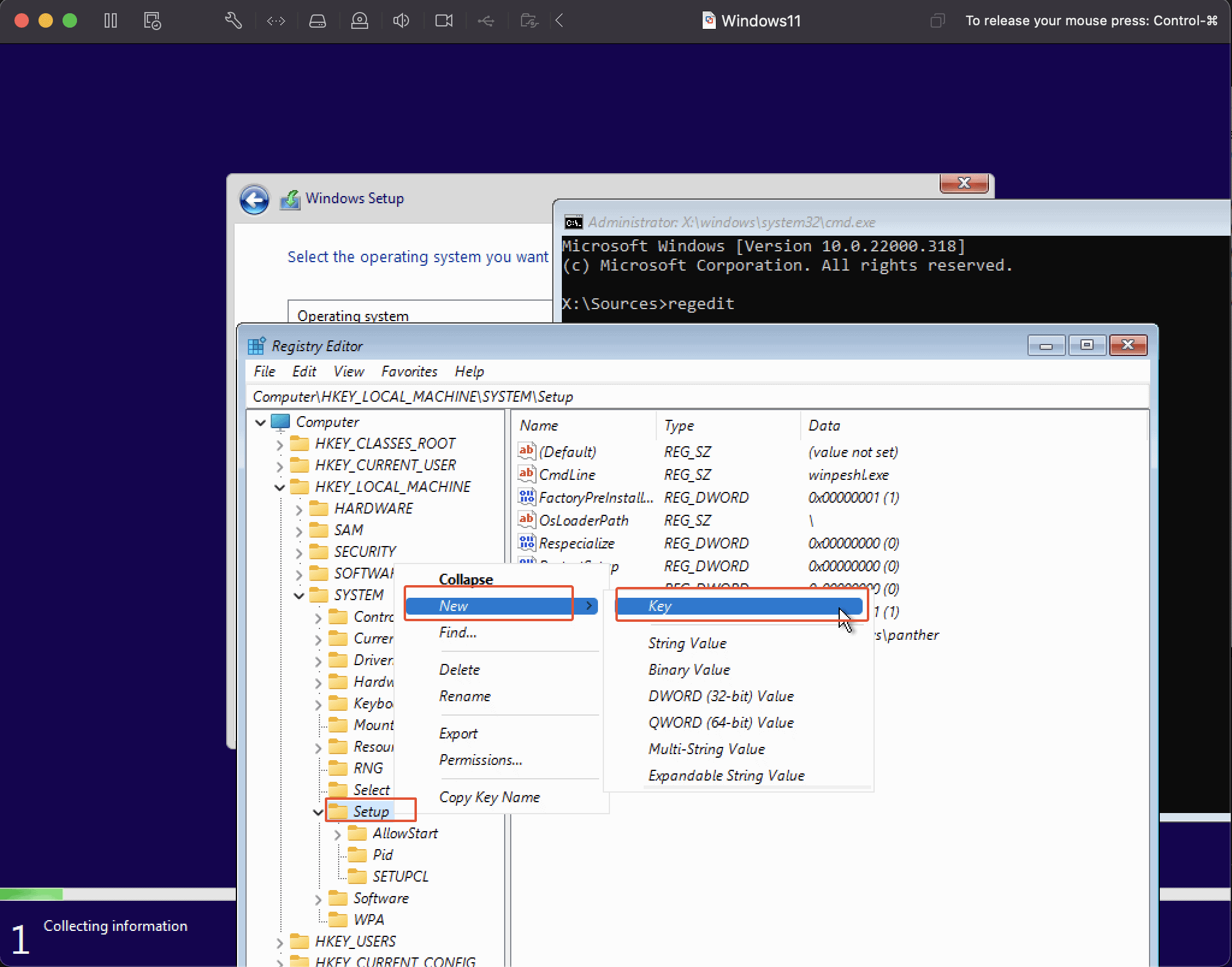 Create A New Key Labconfig Under Key Setup