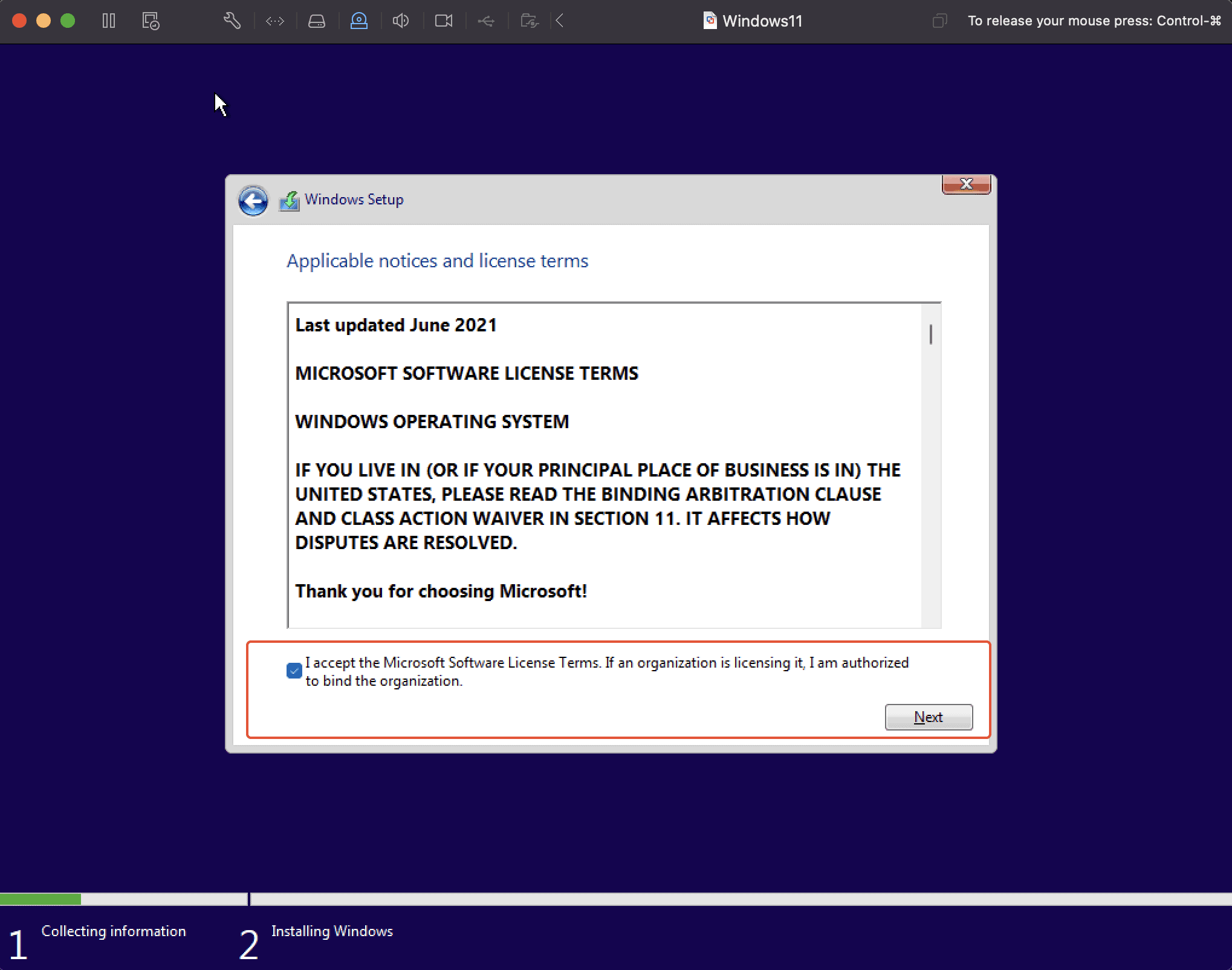 Continue The Installation Of Windows 11 On Vmware Fusion