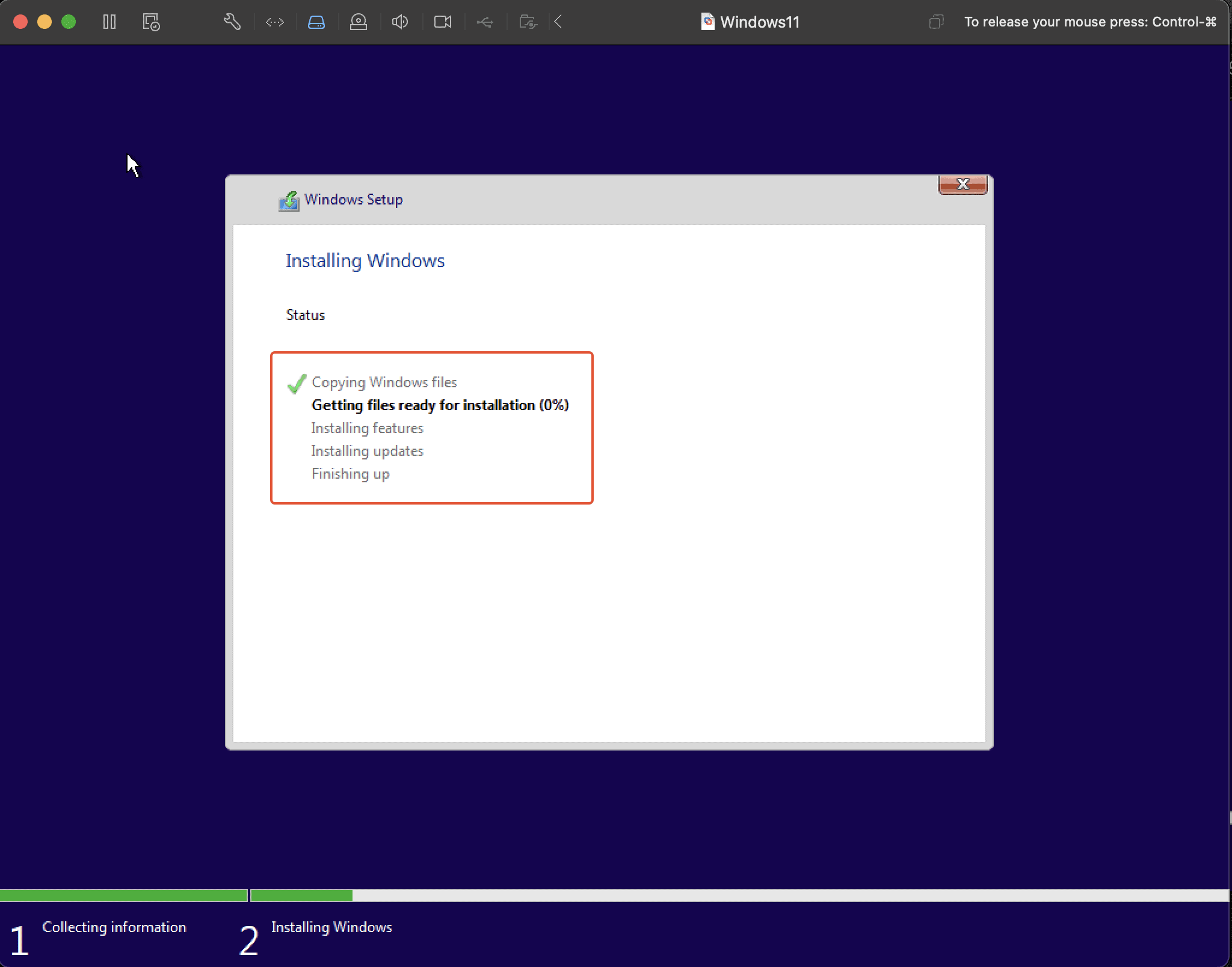 Installation Of Windows 11 Is In Progress