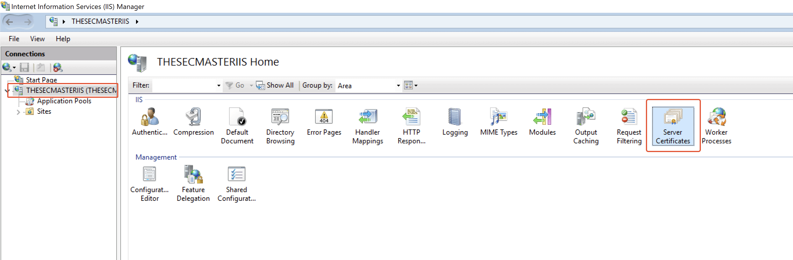 Open Server Certificate On Iis