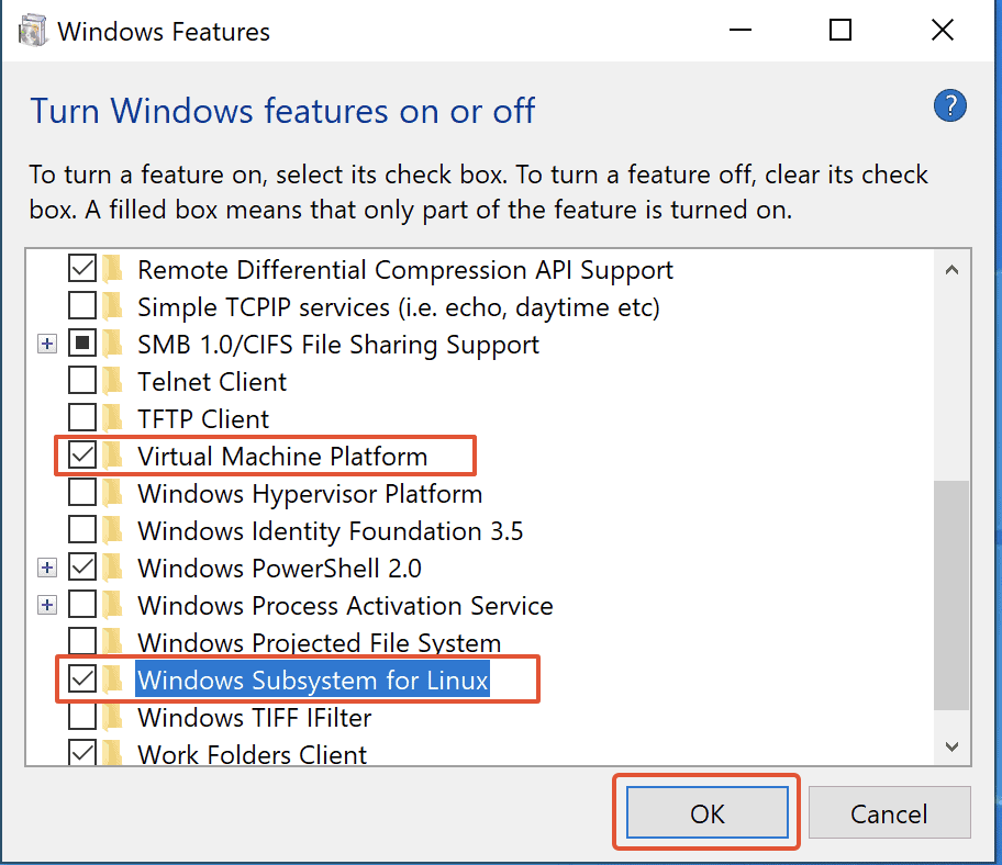 Enable Virtual Machine Platform And Windows Subsystems For Linux Features